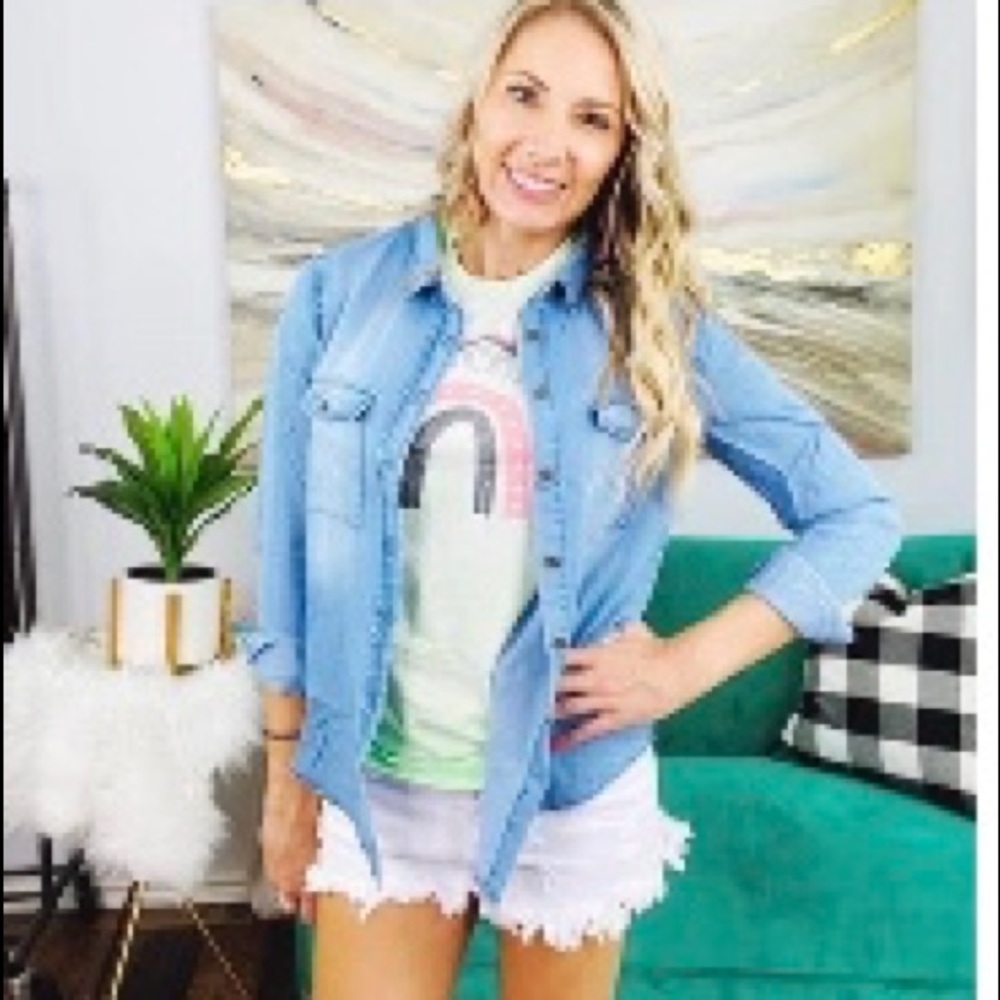 Ombré’ Denim Button Down Shirt
